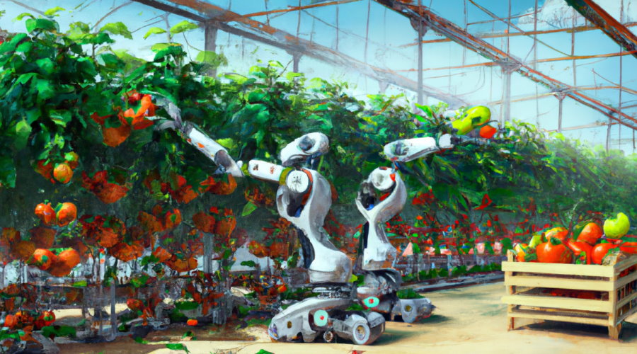 Dall E Robotic Picking Tomatoes In A Greenhouse Digital Art