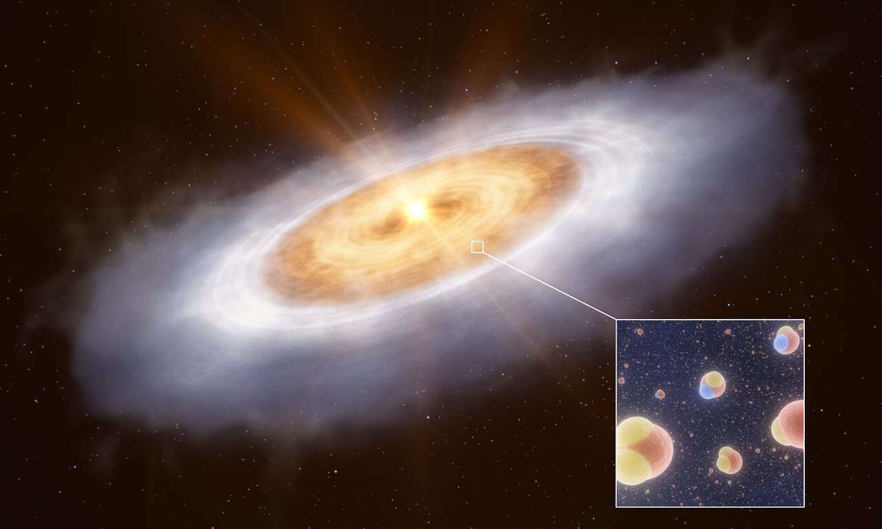 별 V883 오리오니스(a) 주위에 행성의 물이 디스크를 형성하고 있습니다.